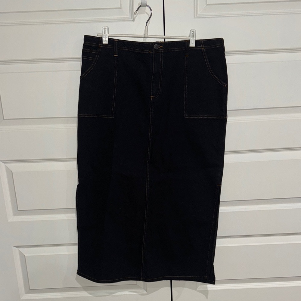 ASOS Black Denim Midi Skirt